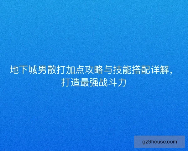 地下城男散打加点攻略与技能搭配详解，打造最强战斗力